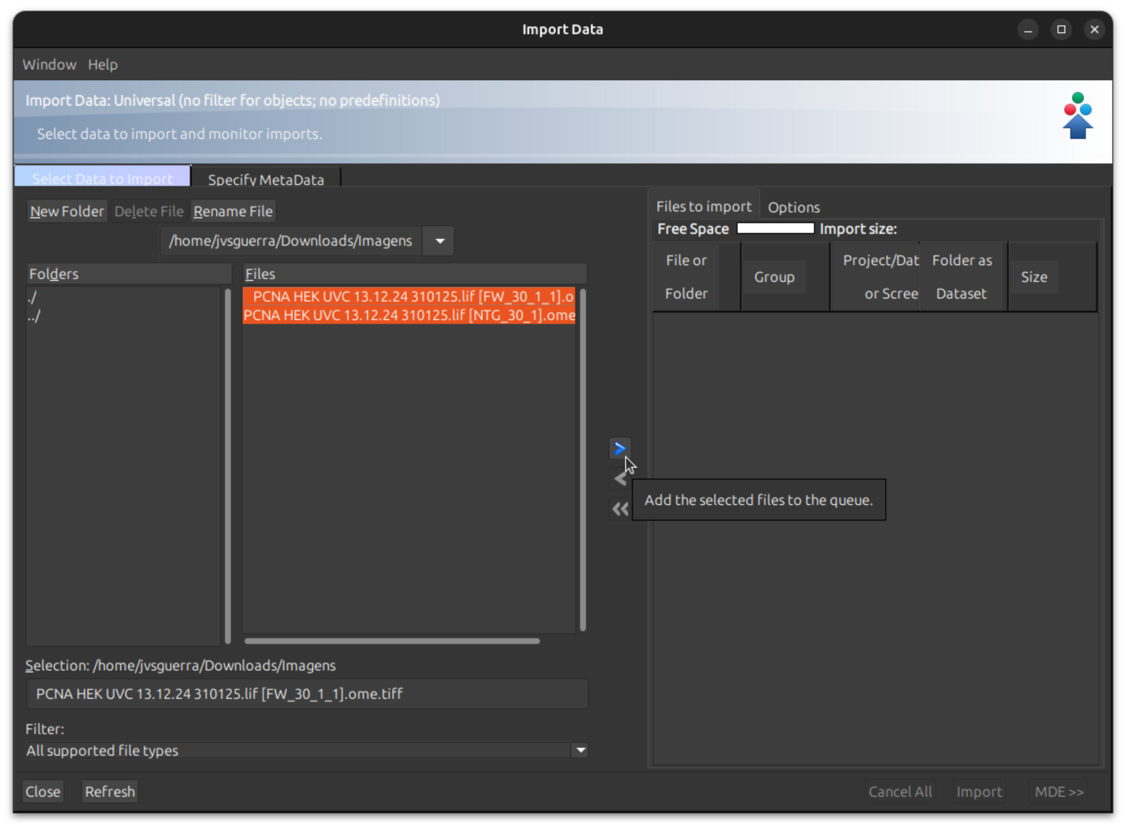 OMERO.insight add images