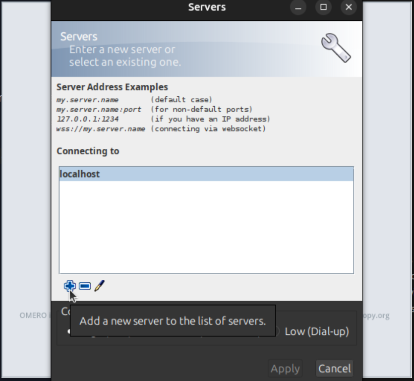 OMERO.insight add server