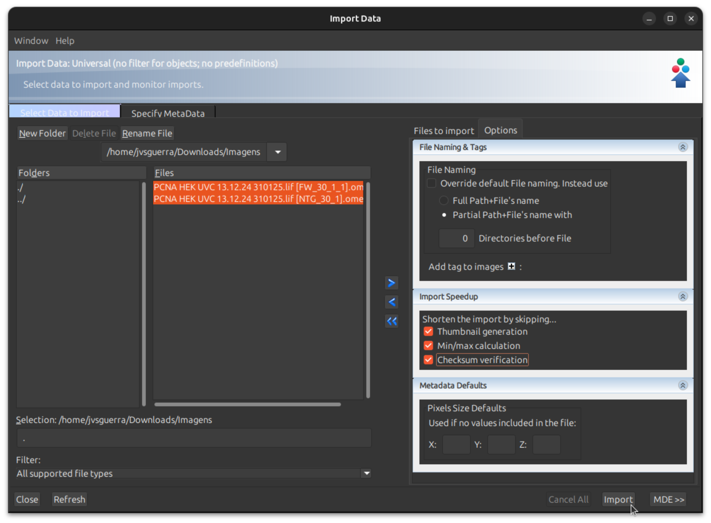 OMERO.insight start import