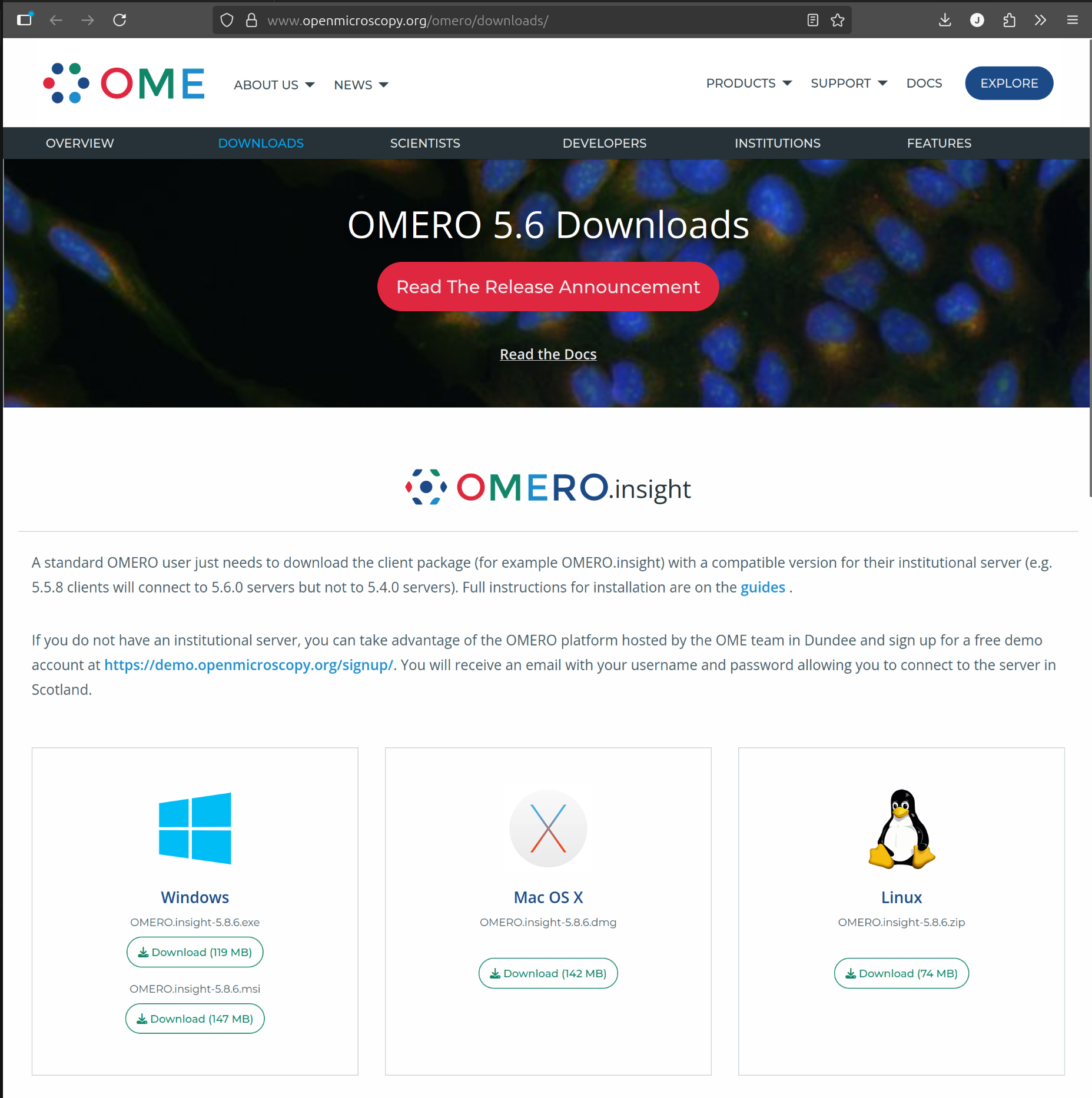 OMERO.insight download